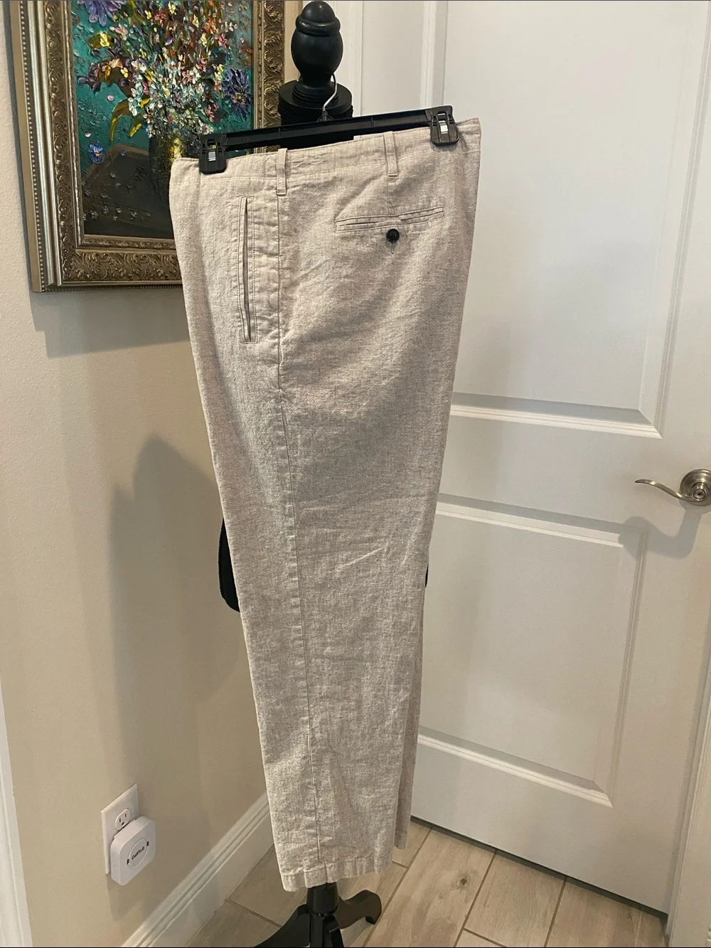 Perry Ellis Light Beige Linen-Blend Chinos